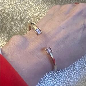 Elegant Gold PINK Topaz Baguettes Women's Bracelet